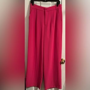 NWT Zara Pink High Waisted Wide- Leg Trousers Size M
